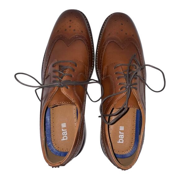Bar III Men\'s Asherr Long Wing Brogue Leather Dress Shoes Tan Size 8 main image 5
